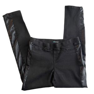 Girls Tractr Skinny Jeans Jeggings Faux Leather Sides Pull On Elastic Waist 12